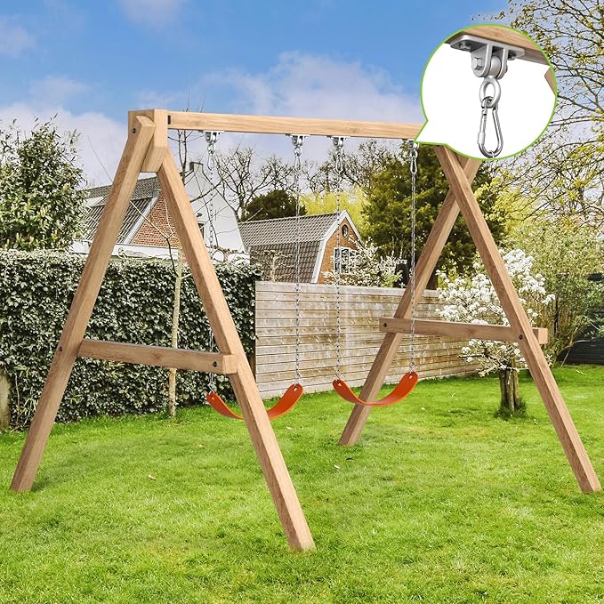 Highpro Swing Hangers for Wooden Sets Pack of 4 Heavy Duty Swingset Hardware with Locking Hooks for Porch, Patio, Playground Indoor/Outdoor, Silver