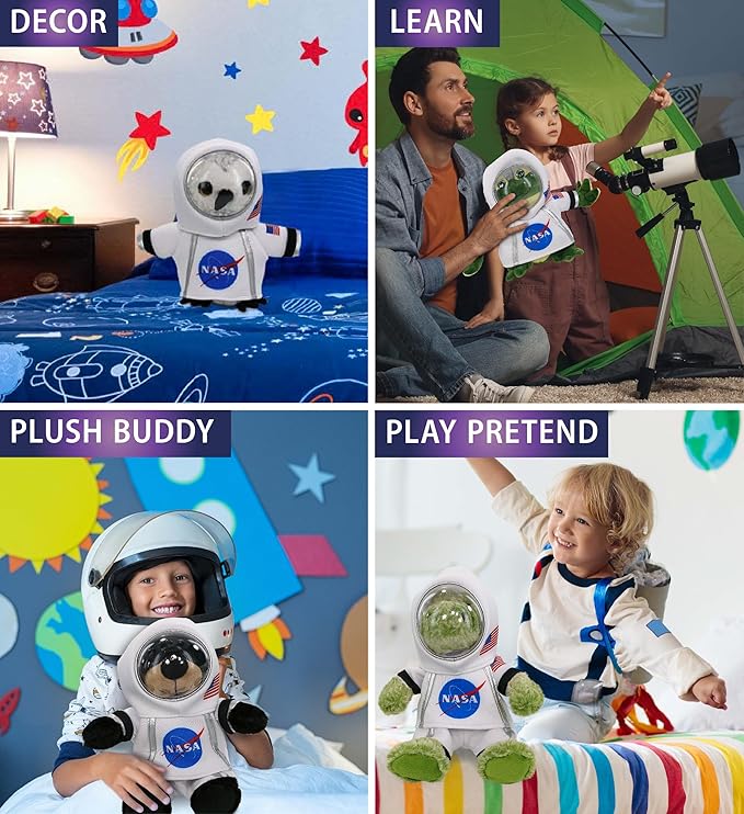 DolliBu Astronaut Dress Up Set for Teddy Bear Plush Toy - Astronaut Stuffed Animal Costume Outfit with Jacket, Helmet, and Pants, Create Cute NASA Space Toys for Kids With Clothes Dress Up Set - Large