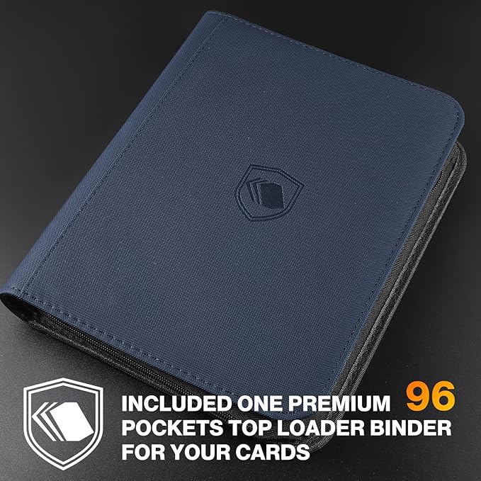 400 Card Sleeves Top Loaders for Cards Included 96 Pockets Top Loader Binder, 3" x 4" Baseball Card Protector Hard Plastic Card Holder for Sports Trading Cards (200 Toploaders + 200 Soft Sleeves)