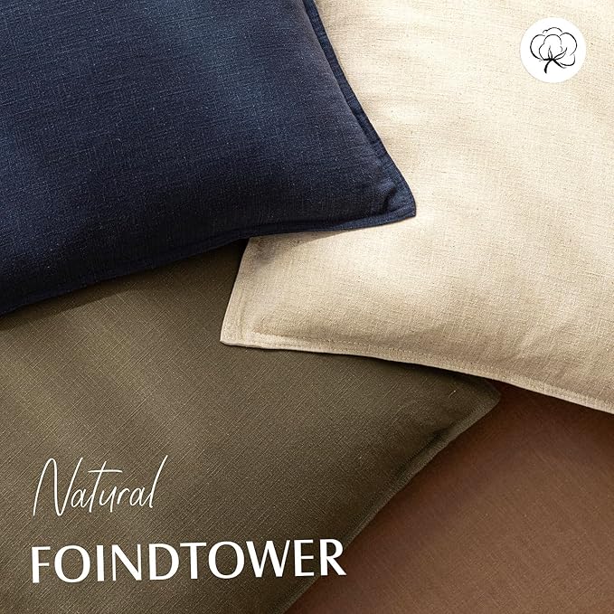 Foindtower Pack of 2, Decorative Linen Soild Throw Pillow Covers Soft Accent Lumbar Cushion Case Boho Farmhouse Pillowcase for Chair Couch Sofa Bedroom Living Room Home Decor 12 x 20 Inch Khaki Brown