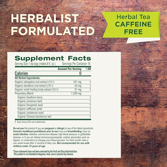 Traditional Medicinals Organic, Stress Ease Immune with Adaptogens, Reishi Warming Spice - Immune Support with Astragalus - Kosher, Non-GMO, Caffeine-Free, Compostable - 16 Count (Pack of 2)