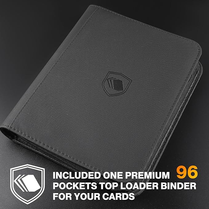 200 Card Sleeves Top Loaders for Cards Included 96 Pockets Top Loader Binder, 3" x 4" Baseball Card Protector Hard Plastic Card Holder for Sports Trading Cards (100 Toploaders + 100 Soft Sleeves)