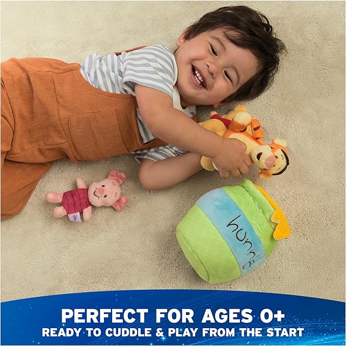 GUND Disney Official Winnie The Pooh Plush Playset with Pooh, Tigger, and Piglet, Sensory Toy Stuffed Animals for Ages 0 and Up, Green, 8”