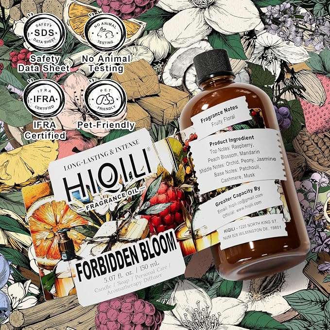 HIQILI Forbidden Bloom Fragrance Oil for Soap & Candle Making, Inspired by Cl.Klein Forb-EU phoria, Home Reed Diffuser, Long Lasting Scents, Add to Wool Dryer Balls - 5.07 Fl Oz