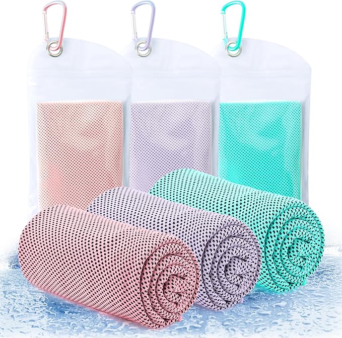 Amgico 3 Pack Cooling Towel(40"x12") for Neck and face, Ice Towel, Soft Breathable Towels, Cooling Rags for Yoga, Sport, Running, Workout, Gym, Camping, Fitness, Workout & More