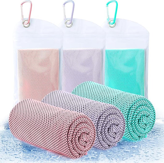 Amgico 3 Pack Cooling Towel(40"x12") for Neck and face, Ice Towel, Soft Breathable Towels, Cooling Rags for Yoga, Sport, Running, Workout, Gym, Camping, Fitness, Workout & More