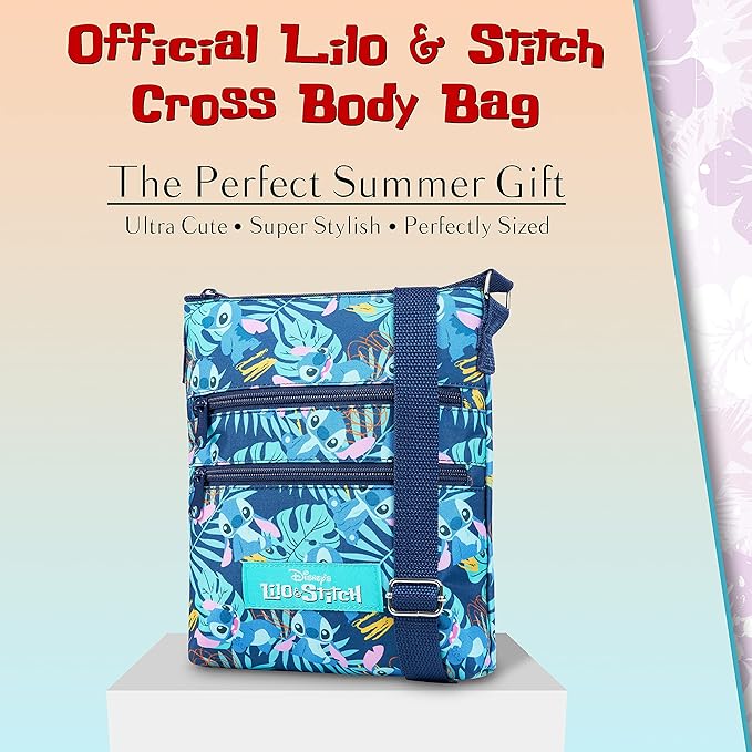 Disney Stitch Girls Purse Cross Body Bag for Kids Teens Women Shoulder Bag with Adjustable Strap Fashion Handbag Stitch Gifts (Dark Blue, Stitch)