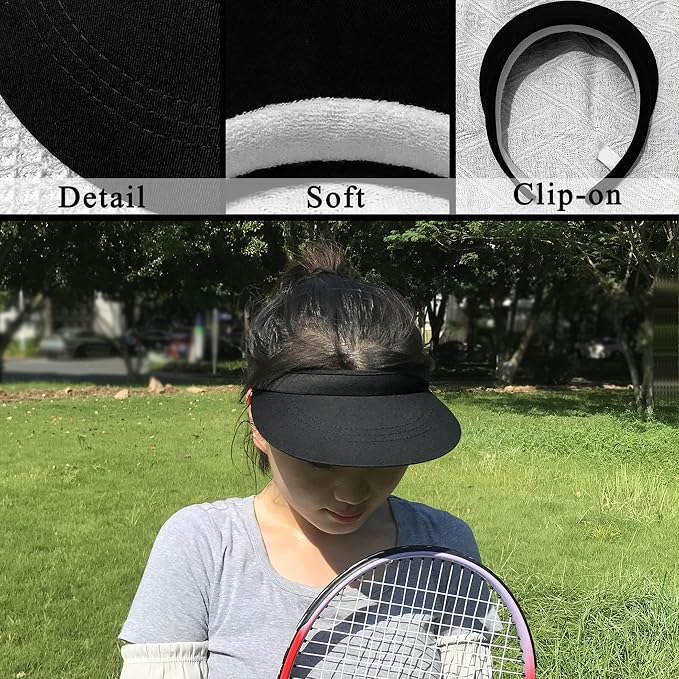 3 Pack Sports Sun Visor Hat Women Men Adjustable Clip On Visors Outdoor Golf Beach Cap