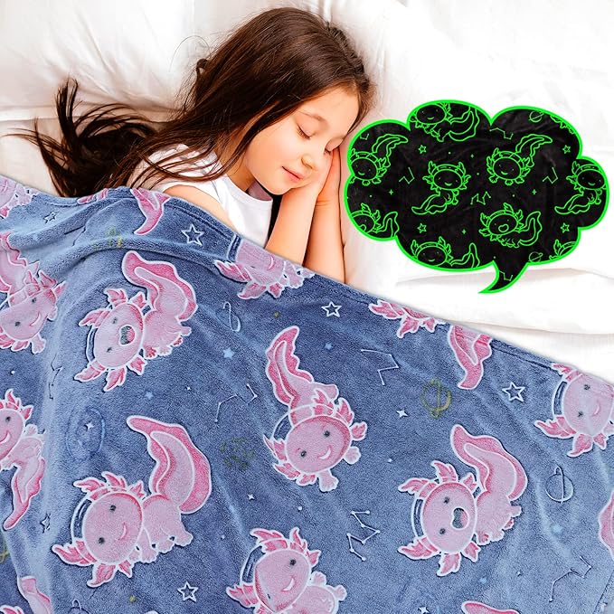 Soft Throw Blanket for Kids Toddlers, Cozy Small Fleece Blanket for Bed, Travel, Birthday Gifts for Girls Ages 2-10, Cute Axolotl Toys for Toddlers Girls Boys, Home Bedroom Decor 40x50 Inches