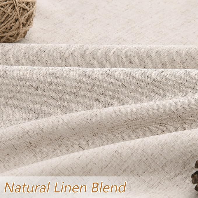 Guken Oatmeal 100% Blackout Curtains 108 Inch Length 2 Panels Set for Living Room Bedroom Back Tab Thermal Insulated Black Out Linen Drapes Room Darkening Window Curtains 108 Inches Long
