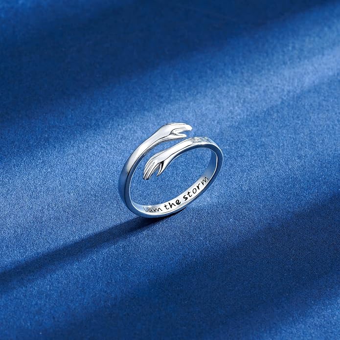 Yesteel Valentines Gifts for Kids Teen Girls - S925 Sterling Silver Hug Ring for Teen Girls Women, Adjustable Ring Jewelry Mothers Day Birthday Gifts for Daughters Mom Sister Wife Friends Grandma