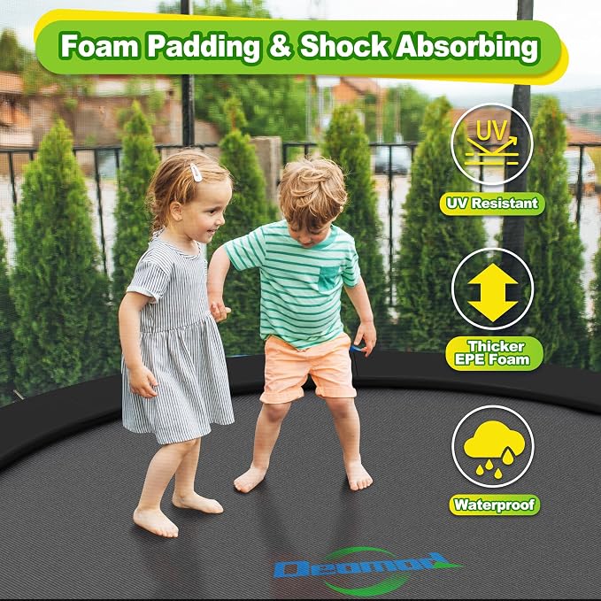 Trampoline Pad, 10FT 12FT 14FT Trampoline Replacement Safety Pad, Universal Trampoline Pads, Spring Cover, Waterproof, Tear Resistant, Round Arch Trampoline Parts for Kids