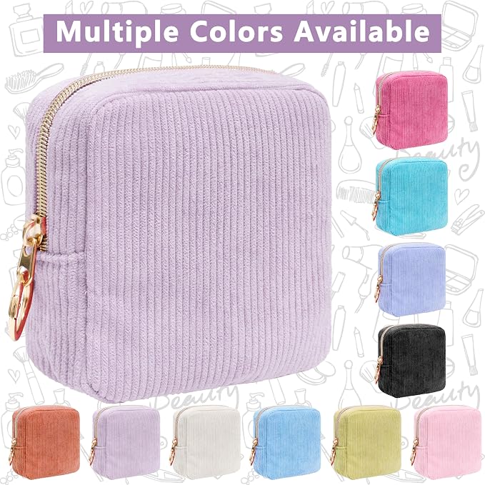 Period Bag for Girls, Corduroy Period Kit with Sanitary Pad Pouch, Menstrual Storage Bag and Tampon Holder for Purse, Girls School Essentials,Feminine Care Organizer(Purple)