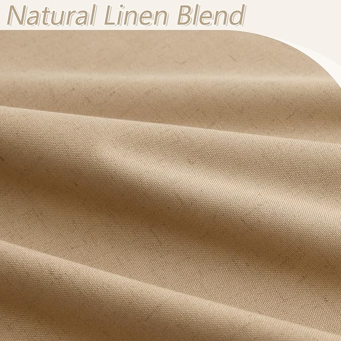 Guken 100% Blackout Linen Curtains 80 Inch Length 2 Panels Set for Living Room Bedroom Back Tab Thermal Insulated Black Out Linen Drapes Room Darkening Window Curtains,Camel Brown