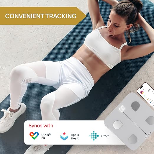 INEVIFIT Smart Body Fat Scale, Highly Accurate Bluetooth Digital Bathroom Body Composition Analyzer, Measures Weight, Body Fat, Water, Muscle, Visceral Fat & Bone Mass for Unlimited Users