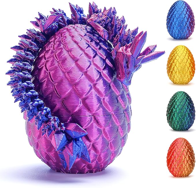 4PCS Mini 3D Printed Dragon Eggs with Dragon Inside, Surprise Stuffed Animals Fidget Toys for Kids, Small Dinosaur Dino Eggs Toys, Christmas Halloween Decorations Gifts for Girls Boys Party Favors