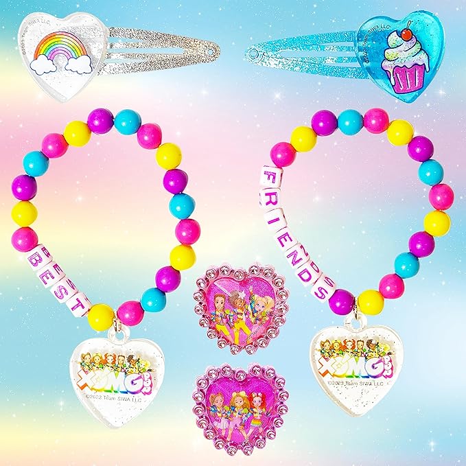 LUV HER XOMG POP Girls BFF 6 Piece Toy Jewelry Box Set with 2 Rings, 2 Bead Bracelets and Snap Hair Clips Ages 3+