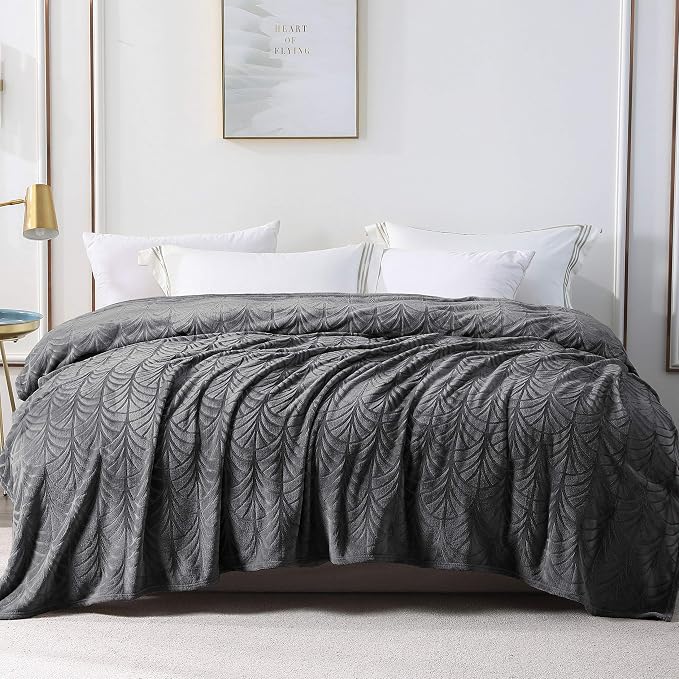 Whale Flotilla Soft Flannel Fleece Twin XL Size Blanket for Bed, Dark Grey | 90"x66" Cozy Lightweight Breathable Coverlet, Plush Fluffy Bedspread, Vintage Pattern Decorative Blanket for Dorm, All Season