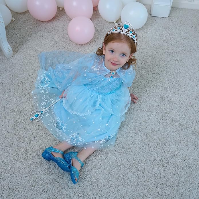 Princess Jelly Flats Shoes Girls Birthday Party Heels Snow Queen Cosplay Costumes Dress Up Sandals for Toddler Little Girls Big Kids