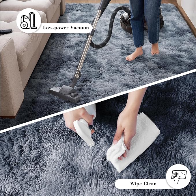 Soft Runner Rugs for Bedroom, Mottling Dark Grey 3x7 Area Rugs Fluffy Rug Shag Rug Carpet, Bedside Rug for Living Room Bedroom Room Home Decor