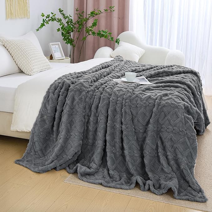 Aganear Fleece Throw Blanket for Couch Sofa 60"x80" Grey | Lightweight Fuzzy Throw,Warm Gift for Women,Christmas,Housewarming,Soft,Boho Design for Room Home Decor,All-Season Use
