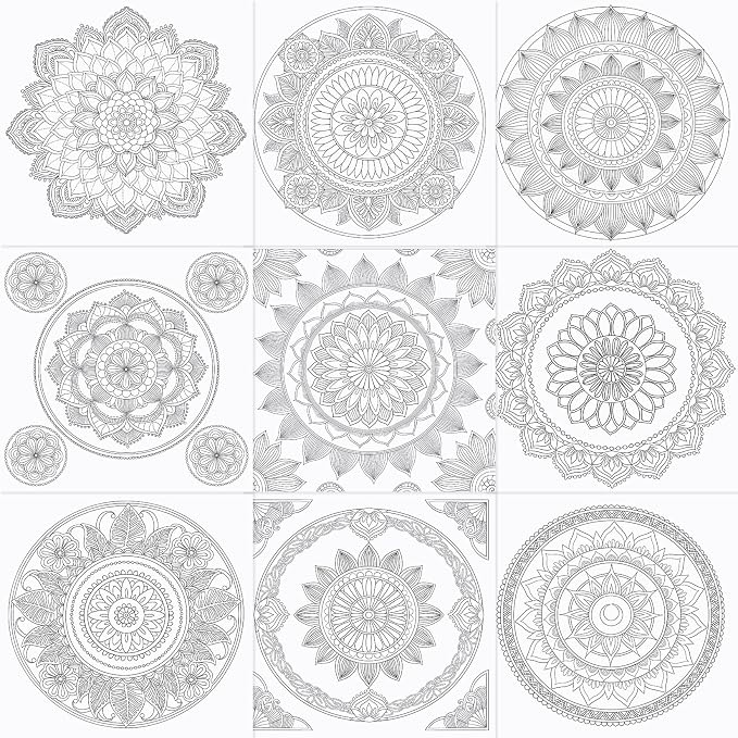 FUNLAVIE Mandala Coloring Book for Adults Relaxation and Teens Stress Relief, Spiral Coloring Book for Women, Spiral Bound Mindfulness Stress-Free Patterns for Adult, Large Print Coloring for Men