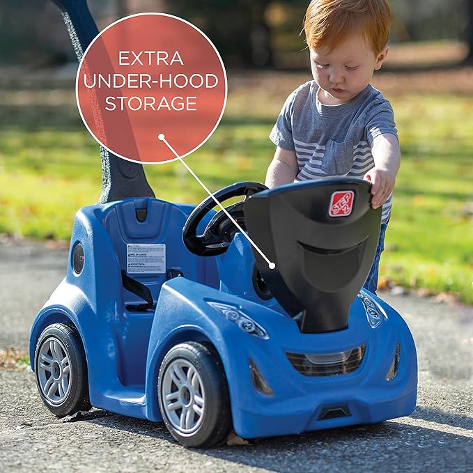 Step2 Push Around Buggy GT Kids Push Car, Ride On Toy, Stroller Substitute, Includes Seat Belt & Horn, Made of Durable Plastic, Max Weight 50 lbs., For Toddlers 1.5-3 Years Old, Blue