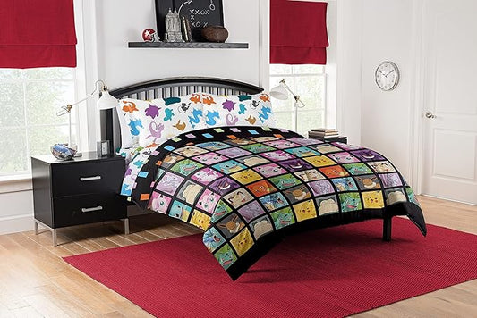 Northwest Pokemon Full Sized Bed in a Bag Set, Anime Kids Bedding, Boys and Girls Blankets Kanto Favorites