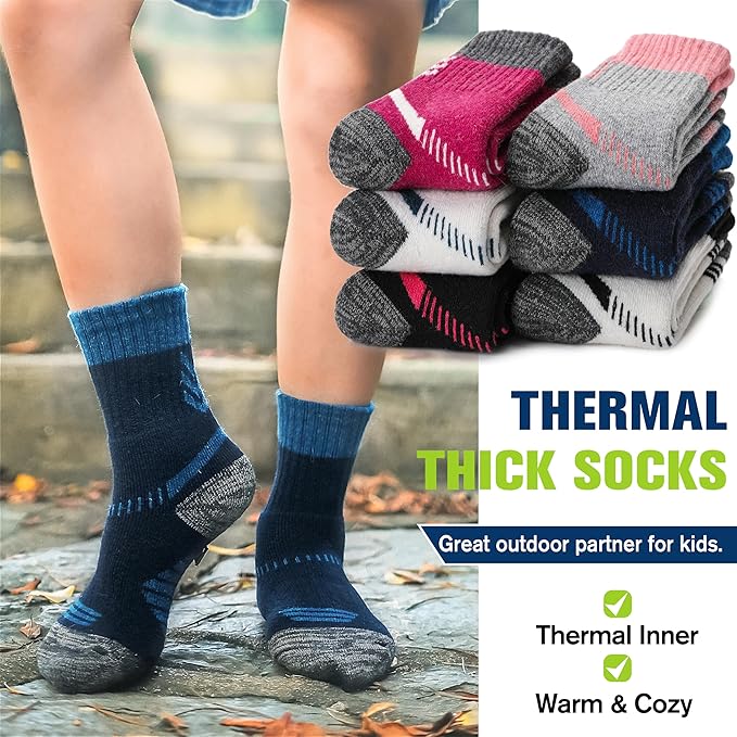 ANTSANG Kids Toddlers Boys Girls Merino Wool Hiking Athletic Thermal Warm Winter Socks