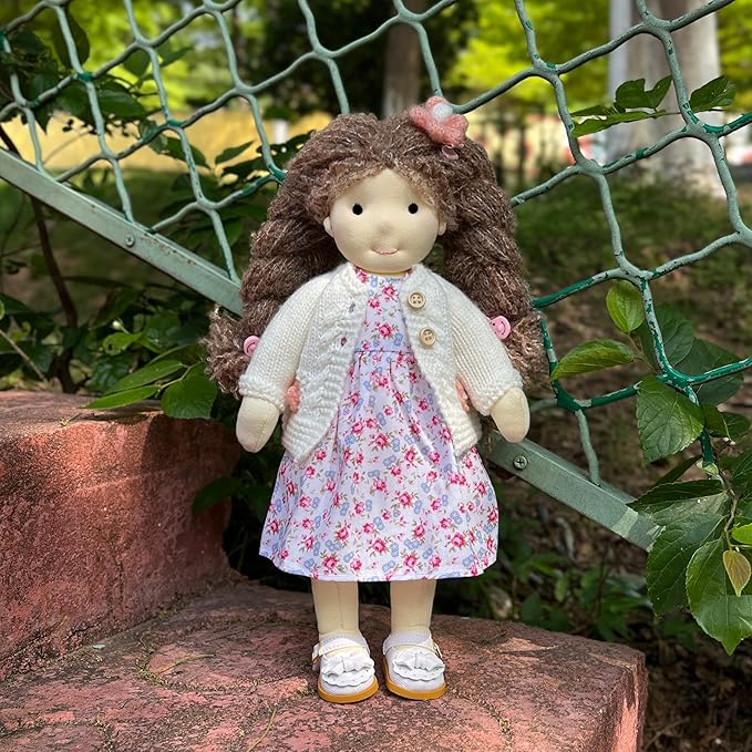 Handmade Wedding Present Princess Doll Waldorf Doll Rag Doll Birthday Present for Girl with Exquisite Box - Hazel 12"
