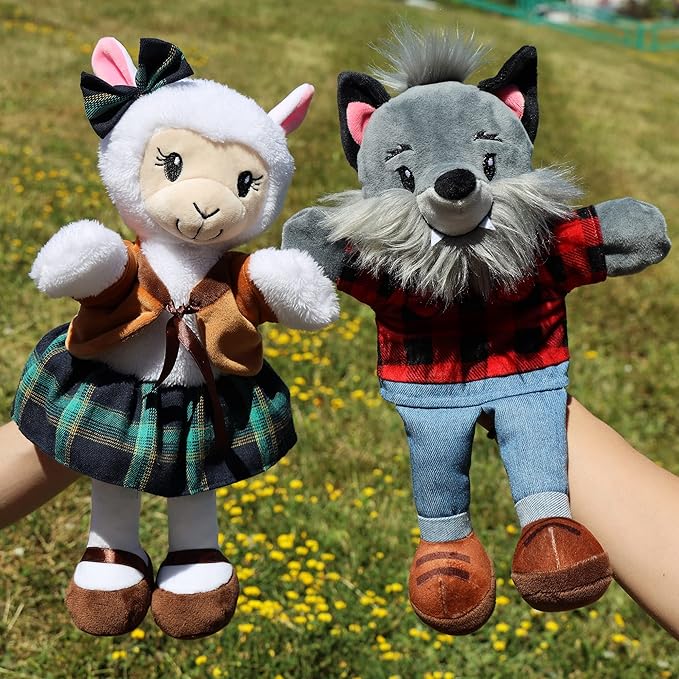 Sharewood Forest Friends Walter The Wolf Hand Puppet - Stuffed Animal for Toddlers, Kids, Teachers, Daycare & School - Perfect for Puppet Theatre and Creative Play