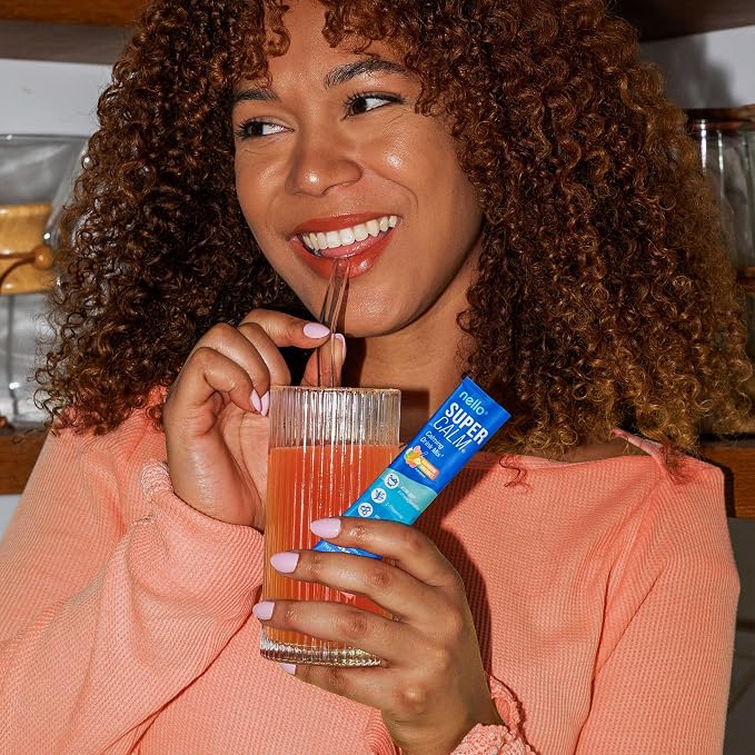 Nello Supercalm Powdered Drink Mix, Cortisol Reducer and Sleep Aid Supplement, L Theanine, Ksm-66 Ashwagandha, Magnesium Glycinate, Vitamin D 3, No Sugar, Non GMO, On The Go, 20 Ct, Rainbow Sherbet