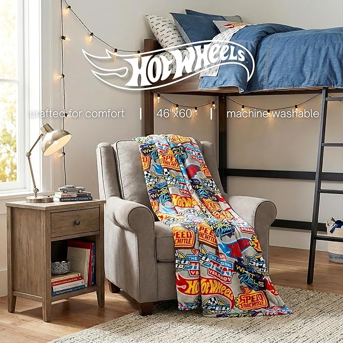 Hot Wheels Kids Bedding Super Soft Plush Throw Blanket, 46 in x 60 in, (Officially Licensed Product) by Franco