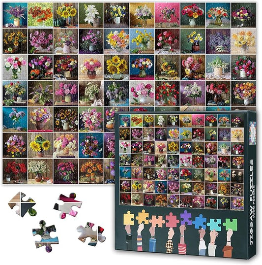 Jigsaw Puzzles 1000 Pieces for Adults, Flowers Collection Jigsaw Puzzles, Vase Summary Collection Puzzle, Intellectual Challenge Puzzle Finished Size 19.5 x 27.5 Inch