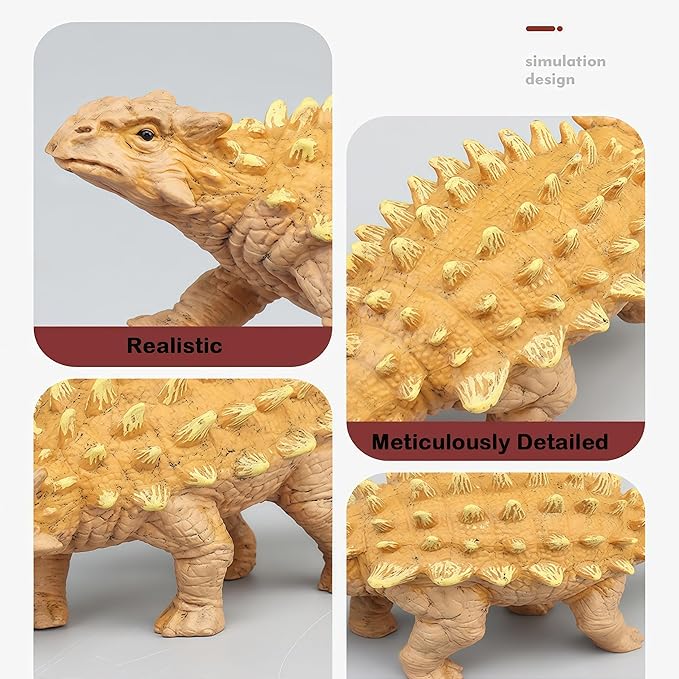 Gemini&Genius Ankylosaurus Dinosaur Toy Action Figure, Saichania Toy, Gift, Xmas Stocking Stuffer, Birthday Cake Topper, Family Party Gift for Kids 3 Year Olds and Up