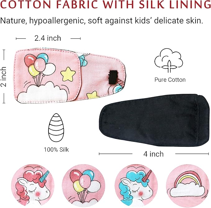 Astropic Cotton & Silk Left Eye Patch for Kids Glasses (Left Eye, Balloon)