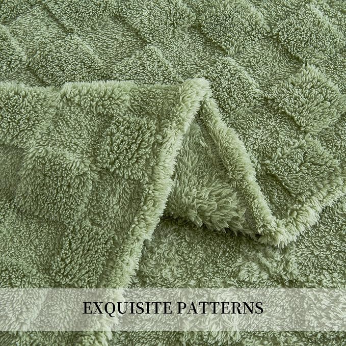 Aganear Fluffy Cozy Throw Blanket for Couch 90"x90" Sage Green | Lightweight Fuzzy Throw,Warm Gift for Women,Christmas,Housewarming,Soft,Boho Design for Room Home Decor,All-Season Use