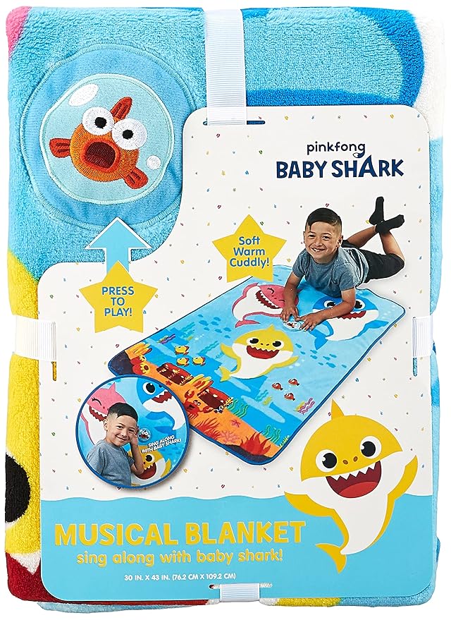 Baby Shark Musical Warm, Plush, Throw Blanket That Plays The Baby Shark Theme Song - Extra Cozy and Comfy for Your Toddler