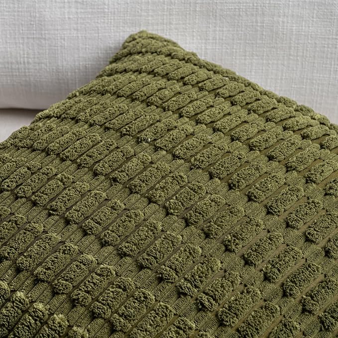 Fancy Homi 4 Packs Decorative Throw Pillow Covers for Living Room Couch Bed, Modern Farmhouse Boho Home Décor Accent Cushion Case, 24" x 12", Moss Green