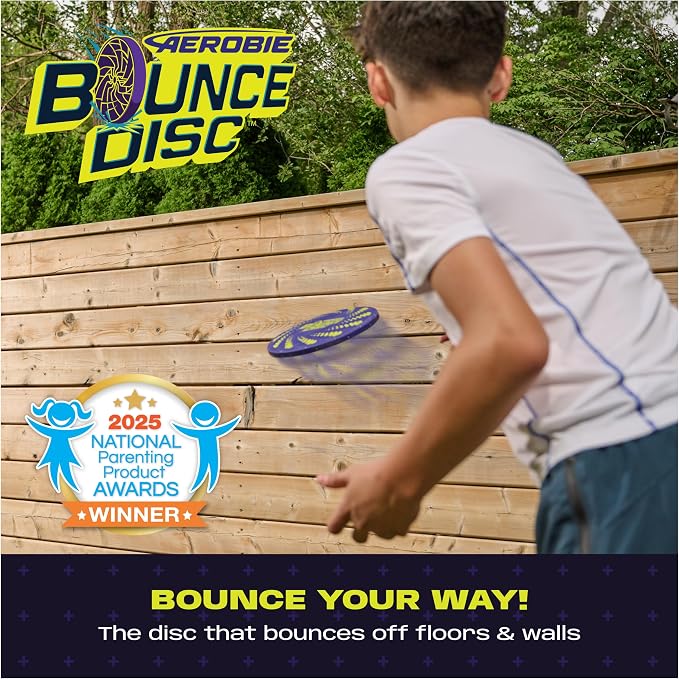 Aerobie Bounce Disc, Throwing Disc Toy for Kids, Backyard Toys, Outdoor Games for Adults & Family, Ages 5 & Up