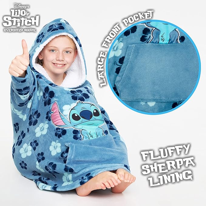 Disney Stitch Blanket Hoodie for Kids Cozy Fleece Wearable Blanket Stitch Gifts