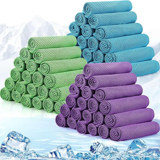 Redbaker 90 Pack Cooling Towels Bulk for Neck and Face 40" x 12" Ice Cool Towel Multicolored Microfiber Sweat Rag for Gym Workout Running Yoga Fitness Travel Outdoor Sports(Bright Color)