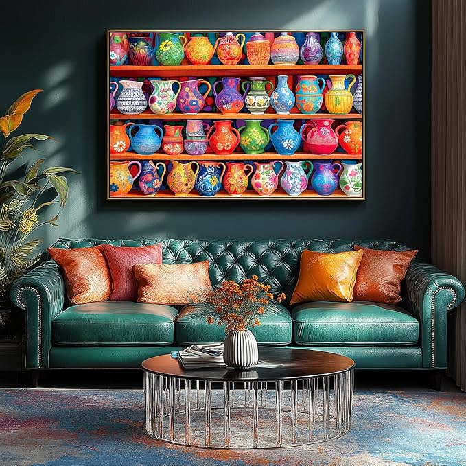 1000 Piece Jigsaw Puzzle for Adults - Colorful Floral & Geometric Vase Collection - Unique & Challenging Puzzle (27.5x19.7 Inches) for Relaxation, Home Decor & Family Fun