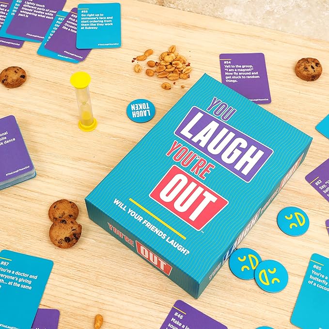 You Laugh You're Out A Party Game with Hilarious Charades Family Card Games for Adults & Kids, Prime Deal, 125 Prompt Cards Fun Card Games for Family Game Nights, Gatherings, & Parties Ages 14+