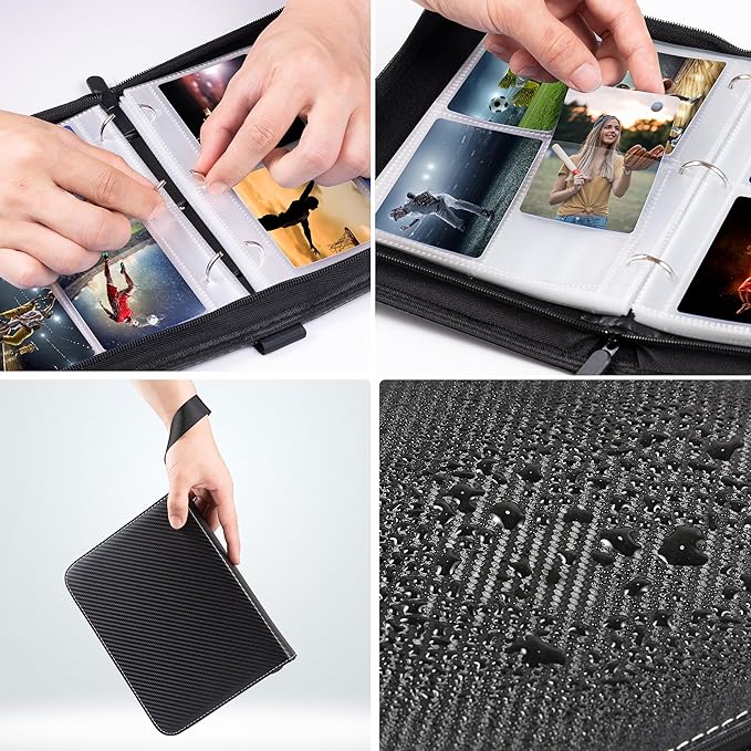 WOT I Trading Card Binder, 400 Pockets Card Binder Sleeves with Zipper, Double Sided Pockets Card Holder Carry Card Case for Baseball Card, Football Card