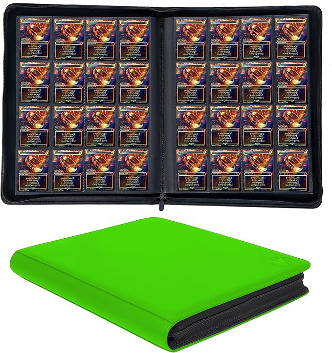 1000+ Pockets Trading Card Binder, 16-Pocket Card Ablum Compatible with MTG,Sports Cards & Other Standard Size Trading Cards (Hight Green)