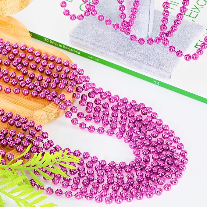 30PCS Bead Necklace, 33" Breast Cancer Awareness Accessories Bead Necklaces Bulk, Mardi Gras Beads Necklace, Festival Parade Throw Accessories for Wedding Birthday Gender Reveal Party Events Supplies
