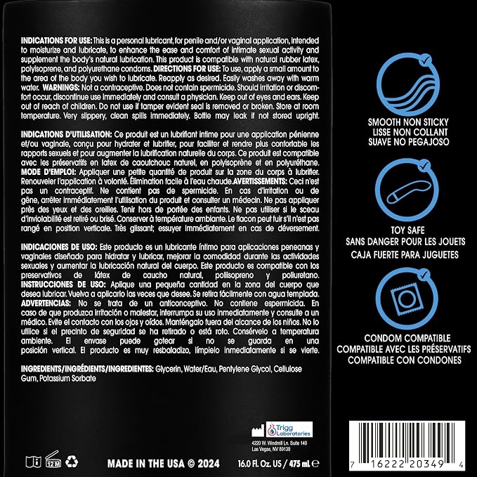 Wet Silver Water-Based Lubricant | Long-Lasting, Original Premium Formula | Vegan, pH-Balanced, Hypoallergenic, Paraben-Free, Non-staining | Lube for Men, Women & Couples, 16 fl oz