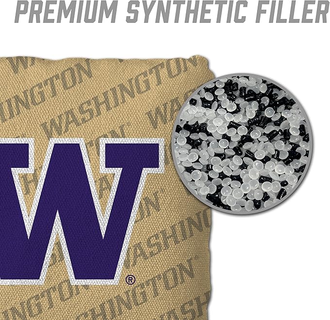 YouTheFan Officially-Licensed NCAA Set of 4 Cornhole Bags - All Weather Regulation 6” x 6” Size - 16oz Weight - Designed in USA