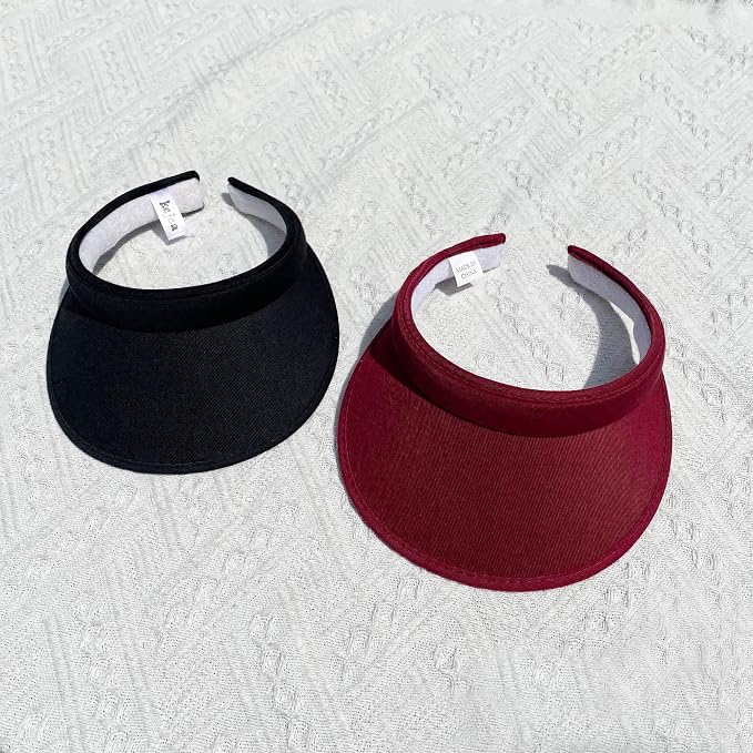 2 Pack Sun Visor Hats Women Men Clip On Wide Brim Visors Hat Outdoor Sports Golf Beach Travel Tennis Caps